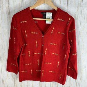 Erin Matthews red cardigan sweater Small
